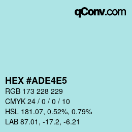 Color code: HEX #ADE4E5 | qconv.com