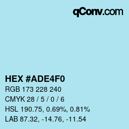 カラーコード: HEX #ADE4F0 | qconv.com