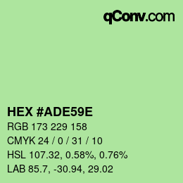 Color code: HEX #ADE59E | qconv.com