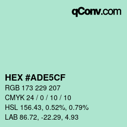 Color code: HEX #ADE5CF | qconv.com