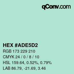 Color code: HEX #ADE5D2 | qconv.com