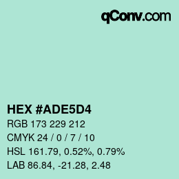 カラーコード: HEX #ADE5D4 | qconv.com
