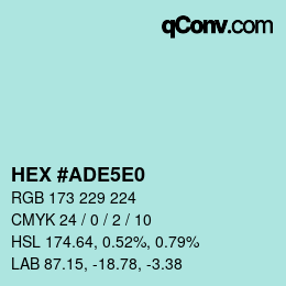 Color code: HEX #ADE5E0 | qconv.com