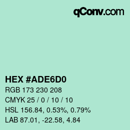 Color code: HEX #ADE6D0 | qconv.com