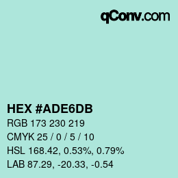 カラーコード: HEX #ADE6DB | qconv.com