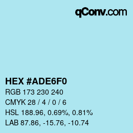 Color code: HEX #ADE6F0 | qconv.com