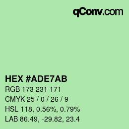 カラーコード: HEX #ADE7AB | qconv.com