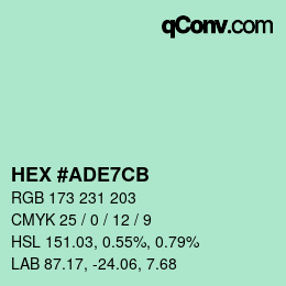 Color code: HEX #ADE7CB | qconv.com