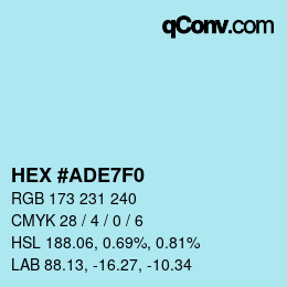 Color code: HEX #ADE7F0 | qconv.com