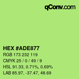 Color code: HEX #ADE877 | qconv.com