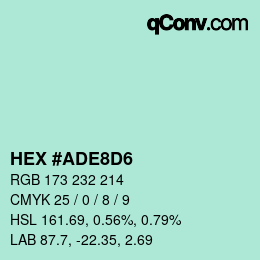 カラーコード: HEX #ADE8D6 | qconv.com