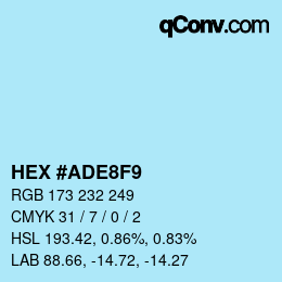 カラーコード: HEX #ADE8F9 | qconv.com
