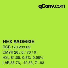 Color code: HEX #ADE93E | qconv.com
