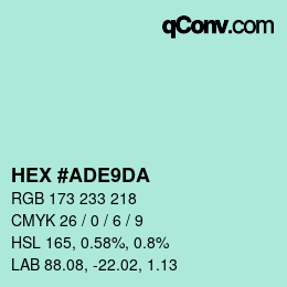 Farbcode: HEX #ADE9DA | qconv.com