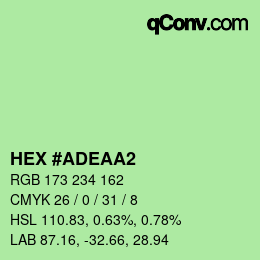 Color code: HEX #ADEAA2 | qconv.com