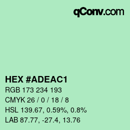 カラーコード: HEX #ADEAC1 | qconv.com