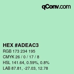 Color code: HEX #ADEAC3 | qconv.com