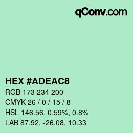 カラーコード: HEX #ADEAC8 | qconv.com
