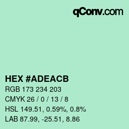 Color code: HEX #ADEACB | qconv.com