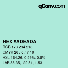 Color code: HEX #ADEADA | qconv.com