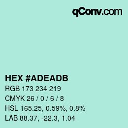 カラーコード: HEX #ADEADB | qconv.com