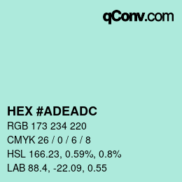 Color code: HEX #ADEADC | qconv.com