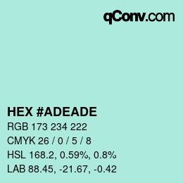 Color code: HEX #ADEADE | qconv.com