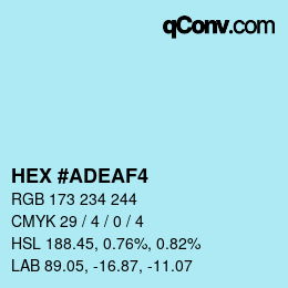 カラーコード: HEX #ADEAF4 | qconv.com