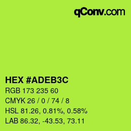 Color code: HEX #ADEB3C | qconv.com