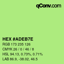 Farbcode: HEX #ADEB7E | qconv.com