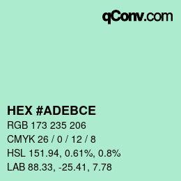 Color code: HEX #ADEBCE | qconv.com