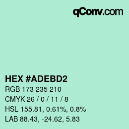 カラーコード: HEX #ADEBD2 | qconv.com
