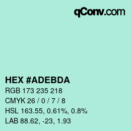 颜色代码: HEX #ADEBDA | qconv.com