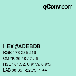 カラーコード: HEX #ADEBDB | qconv.com