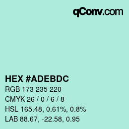Color code: HEX #ADEBDC | qconv.com