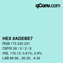 カラーコード: HEX #ADEBE7 | qconv.com