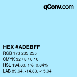 カラーコード: HEX #ADEBFF | qconv.com