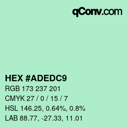 カラーコード: HEX #ADEDC9 | qconv.com