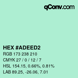 カラーコード: HEX #ADEED2 | qconv.com