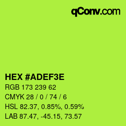 Color code: HEX #ADEF3E | qconv.com
