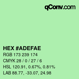 Farbcode: HEX #ADEFAE | qconv.com