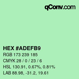 Color code: HEX #ADEFB9 | qconv.com