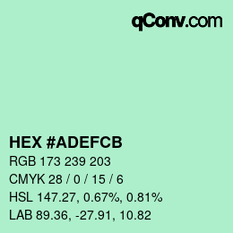 Color code: HEX #ADEFCB | qconv.com
