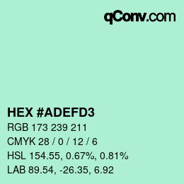 Color code: HEX #ADEFD3 | qconv.com