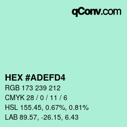 Color code: HEX #ADEFD4 | qconv.com