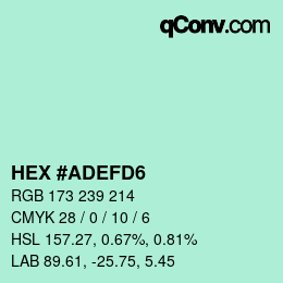 Color code: HEX #ADEFD6 | qconv.com