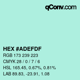 Color code: HEX #ADEFDF | qconv.com