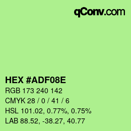 Color code: HEX #ADF08E | qconv.com