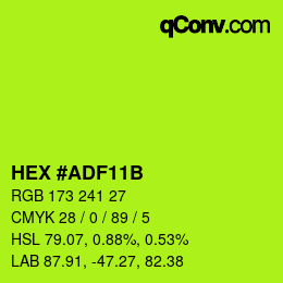Color code: HEX #ADF11B | qconv.com