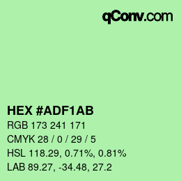 Color code: HEX #ADF1AB | qconv.com